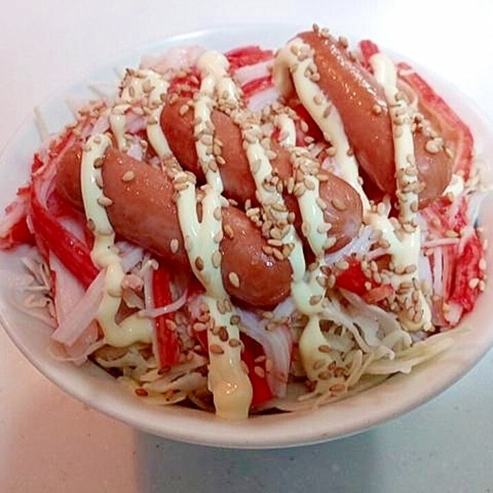 かにかまとウインナーの甘酢ご飯